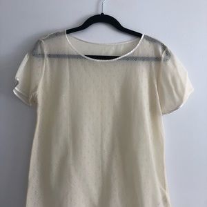 AMERICAN APPAREL Sheer Lace Boxy Tee in Cream
